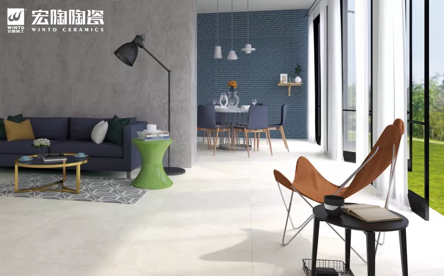 腾博会官网北欧气概客厅瓷砖地砖花型效果图