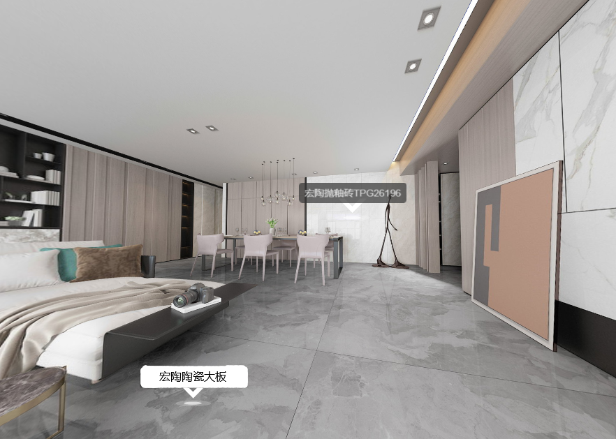 腾博会官网陶瓷大板客厅地砖装修效果图