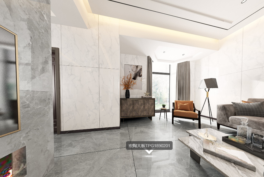 腾博会官网陶瓷大板客厅地砖装修效果图