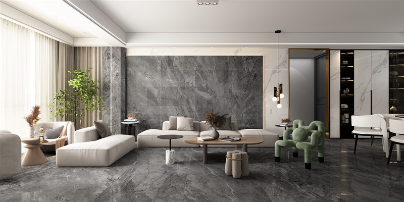 腾博会官网陶瓷岩板客厅地砖装修效果图