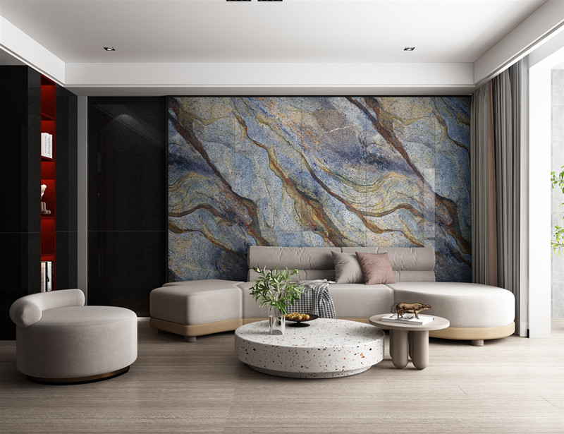 腾博会官网陶瓷大板配景墙装修效果图
