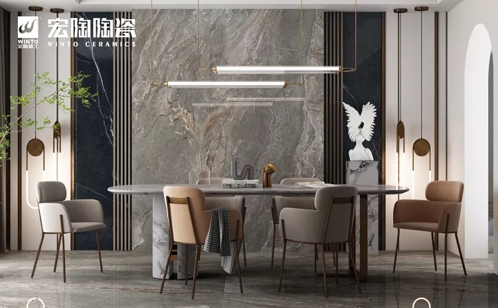 腾博会官网 萨瓦灰配景墙效果图岩板