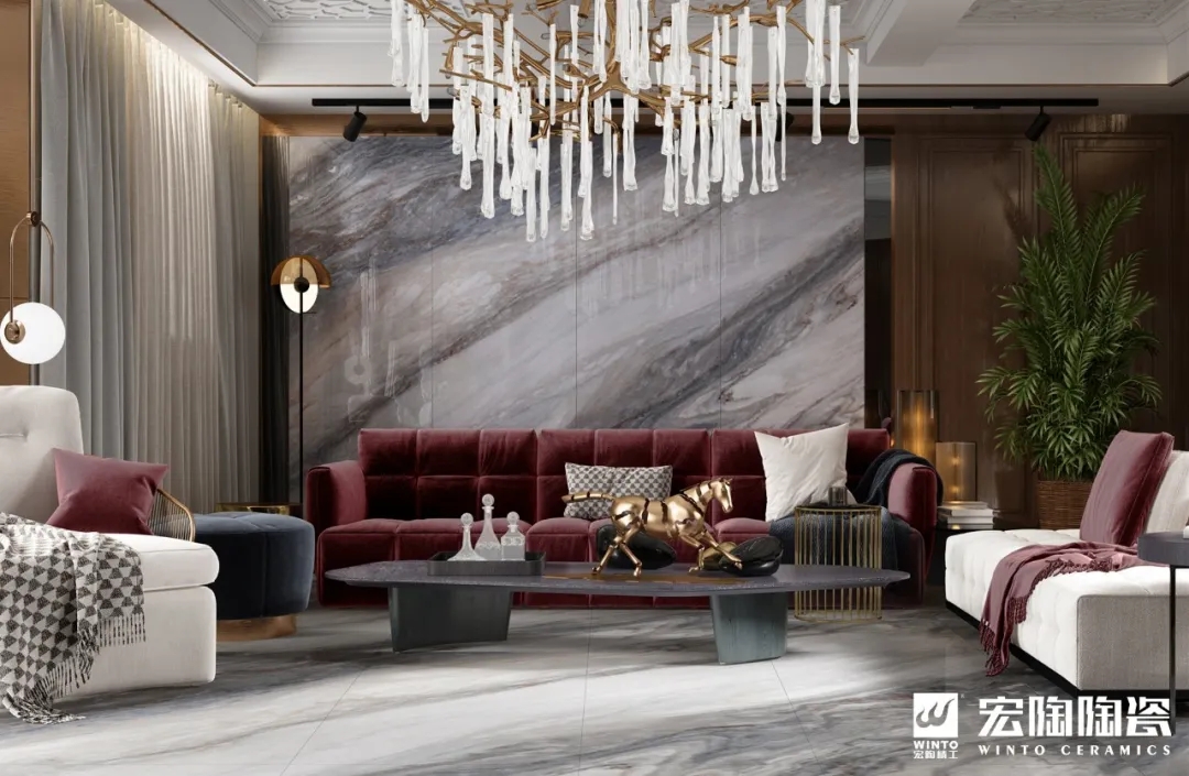 腾博会官网岩板客厅装修效果图