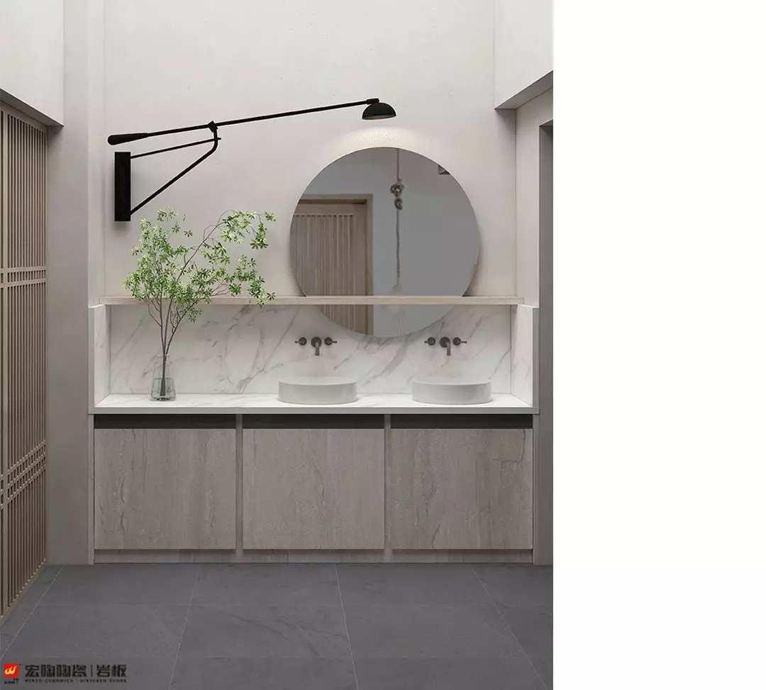 腾博会官网800×2600×15mm大花白岩板装修效果图