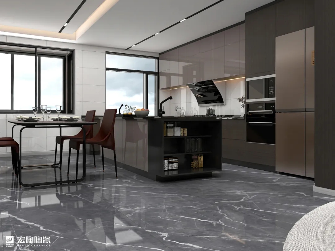 腾博会官网岩板TPGR84001+TPG1890265餐厨空间效果图