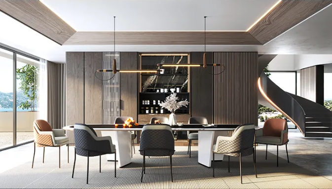 腾博会官网岩板与整体酒柜装修效果图