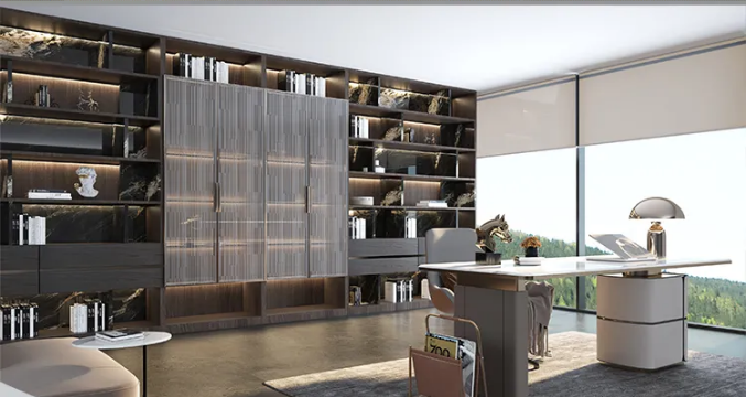 腾博会官网岩板与书柜装修效果图