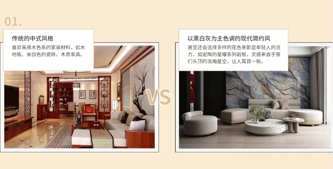 腾博会官网古板中式和现代简约气概比照图