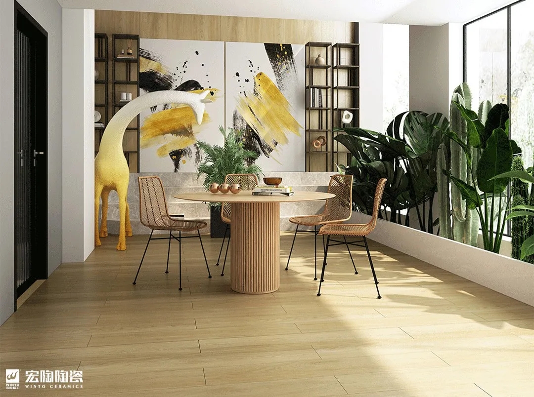 腾博会官网黄金柳木TCB1220008瓷砖和地砖木质纹理装修效果图 