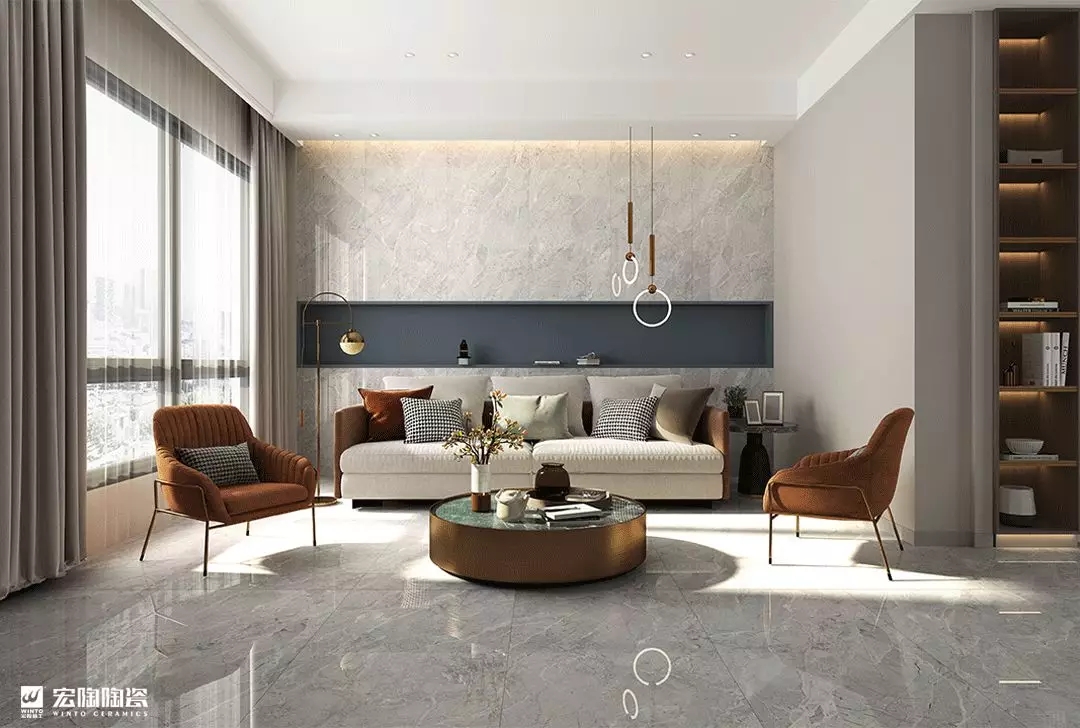 腾博会官网抛釉系列陶瓷大板装修效果图
