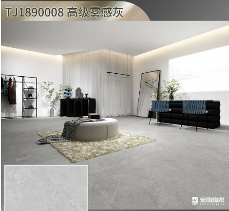 腾博会官网高级雾感灰陶瓷大板900x1800mm装修效果图