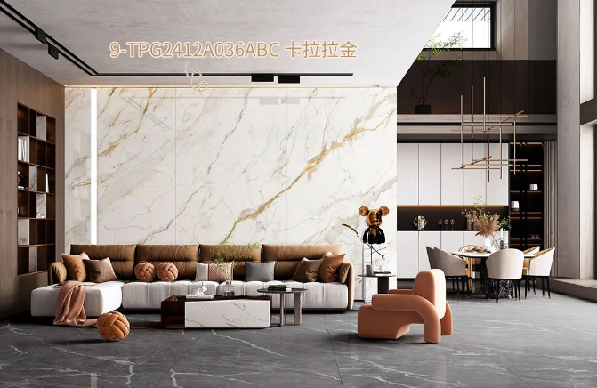 腾博会官网卡拉拉金质感砖客厅装修效果图