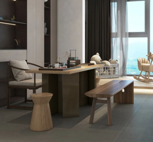 腾博会官网质感砖清洁素雅的灰色肌理办公室效果图