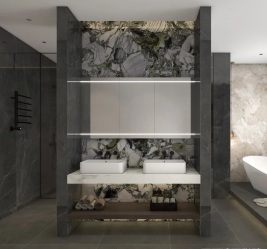 腾博会官网质感砖卫生间效果图