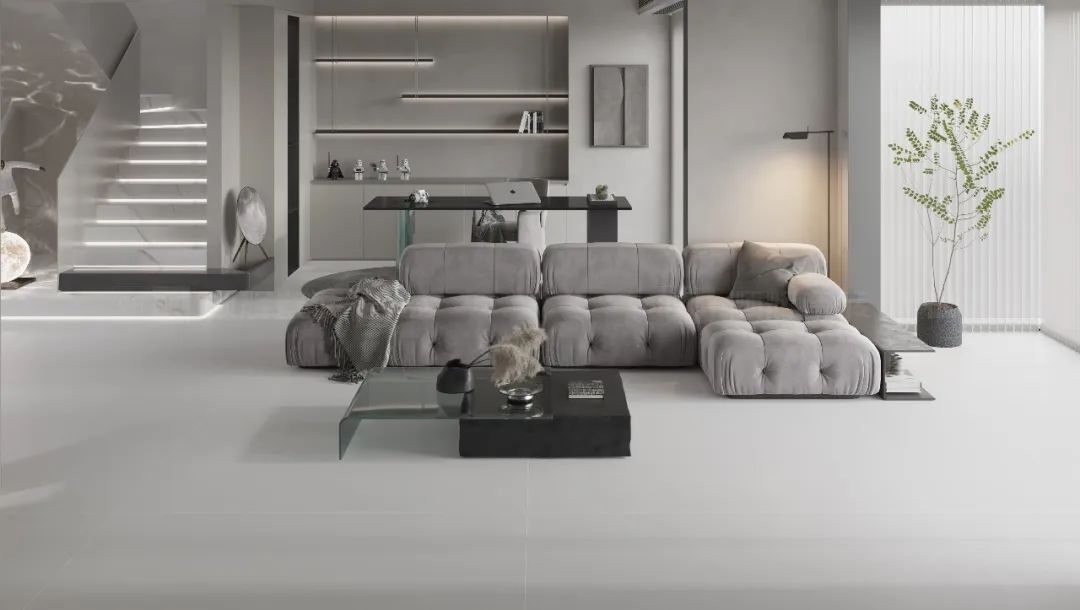 腾博会官网陶瓷大板客厅地砖效果图