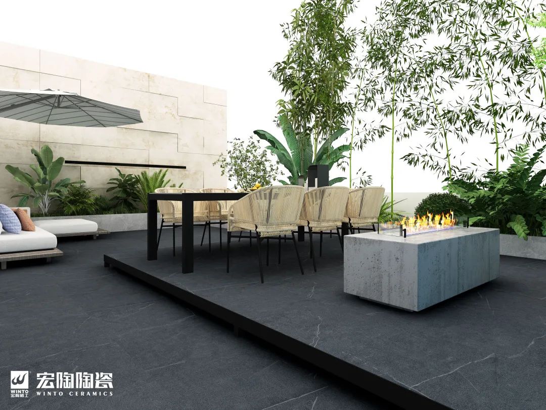 腾博会官网防滑砖珀斯深灰装修效果图